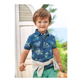 Mayoral Baby Boy Indigo Jungle Print Short Sleeved Polo